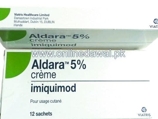 "Aldara cream (imiquimod) 5% for skin conditions like warts and actinic keratosis – Effective topical treatment. onlinedawai.pk