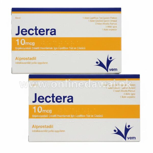 Jectera Alprostadil 10mcg Injection Bottle and Packaging