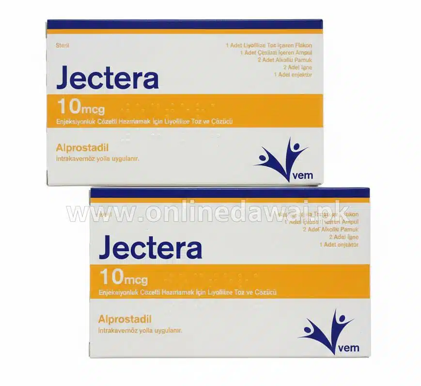 Jectera Alprostadil 10mcg Injection Bottle and Packaging