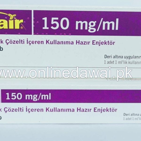 "Xolair (omalizumab) injection for asthma and chronic hives treatment – prefilled syringe and vial packaging."